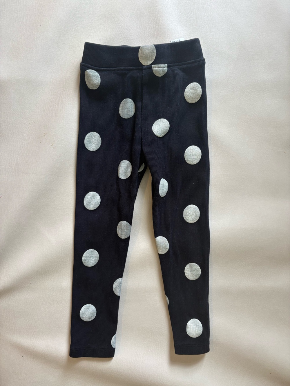 Zara Black Leggings with White Polka Dots